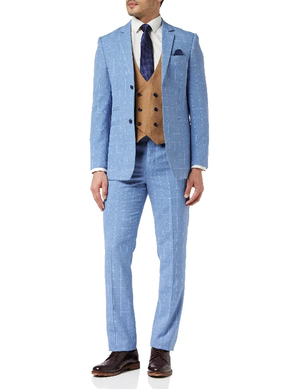 GABIN - Sky Blue Windowpane Check Suit