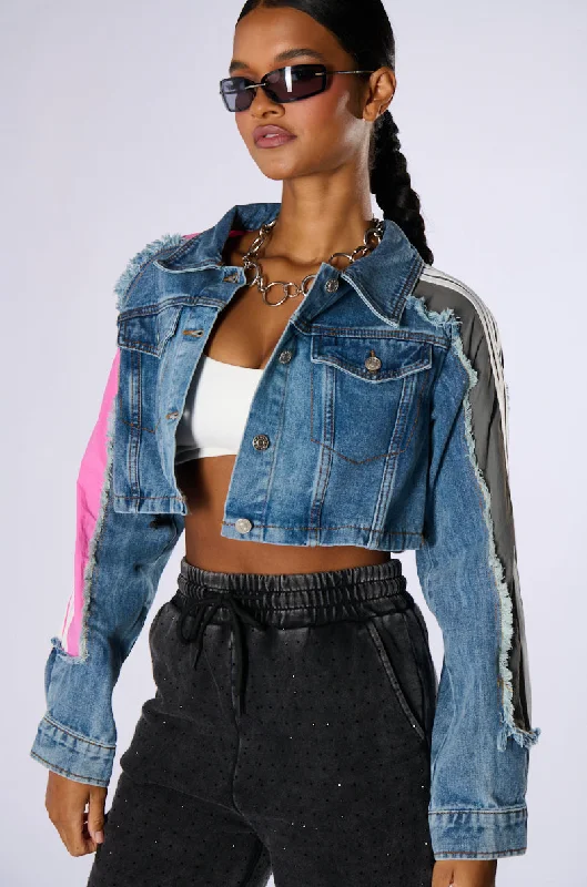 PORTIA MIXED MEDIA DENIM JACKET