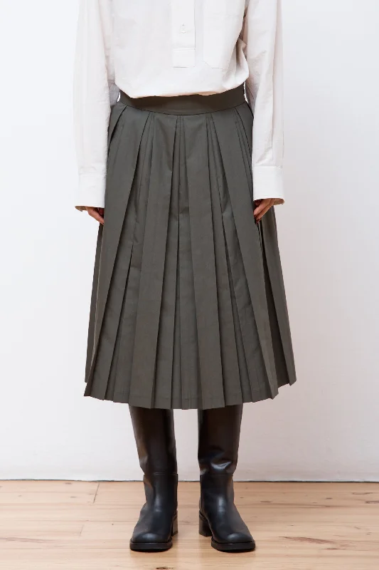 Ticket Pocket Pleated Skirt Faded Green