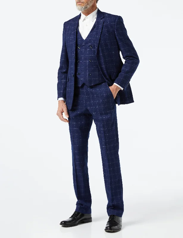 HECTOR - NAVY GRID WINDOWPANE CHECK SUIT