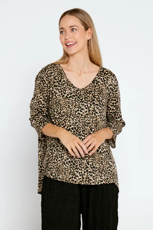 Lindy Ribbed Top - Leopard Print