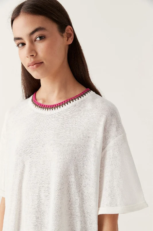 Tazia Crochet Neckline Tee