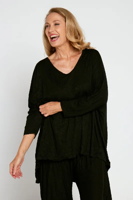 V Neck Celia Top - Black