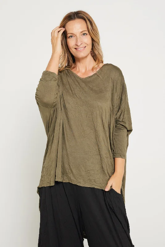 V neck Celia Top - Khaki