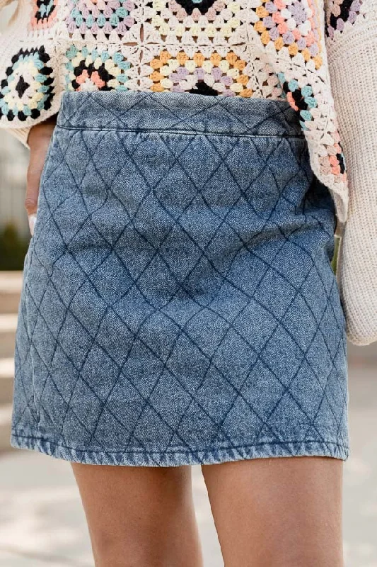 Greatest Way Quilted Chambray Mini Skirt FINAL SALE