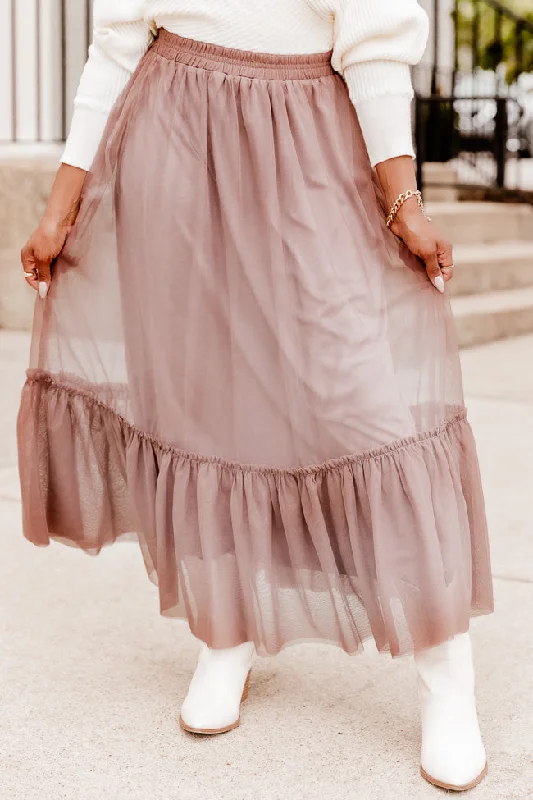 I'll Always Remember Mocha Tulle Midi Skirt FINAL SALE