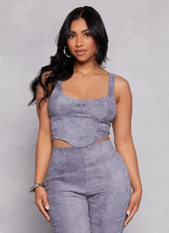 Iris Faux Suede Cropped Bustier Top