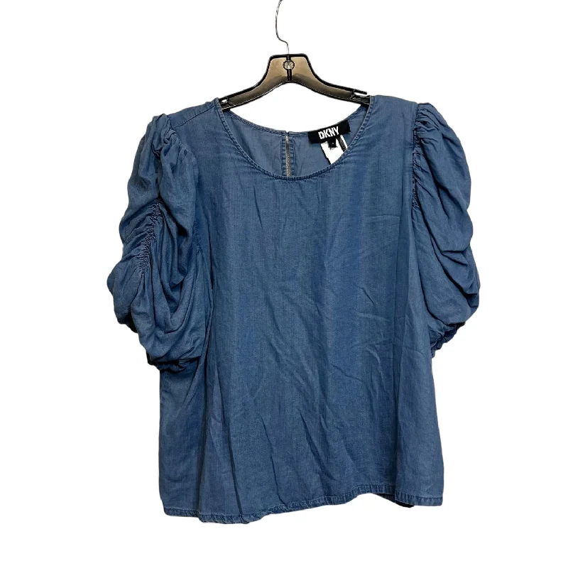 Top Short Sleeve By Dkny In Denim, Size: Xl