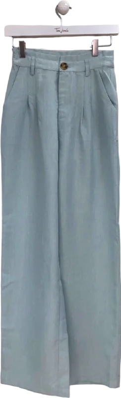 Fashion Nova Light Blue High-Waist Wide Leg Trousers UK S