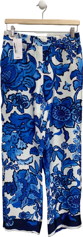 Mango Blue/White Floral Pants UK M