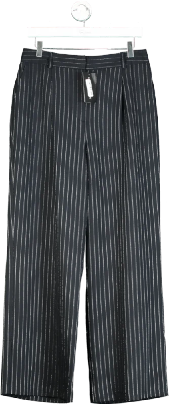 New Look Black Patrice Pinstripe Wide Leg Trousers UK 12