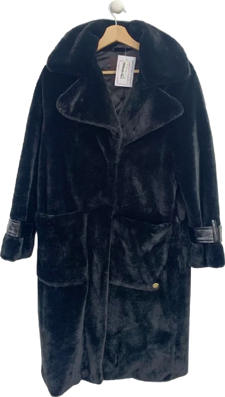 Freed Black Faux Fur Coat UK S/M