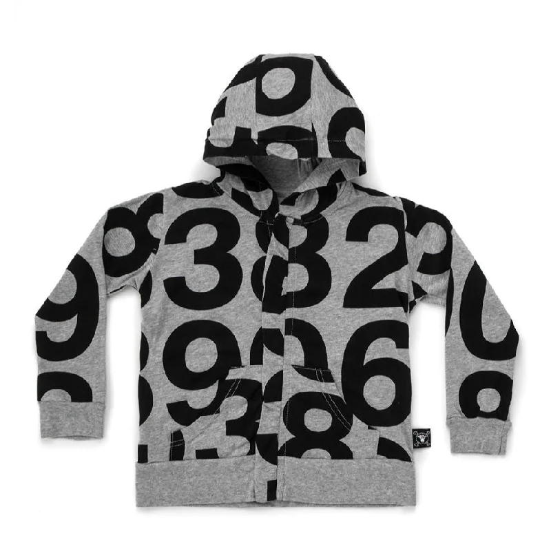 Nununu NU2132 Numbered Zip Hoodie in Heather Grey