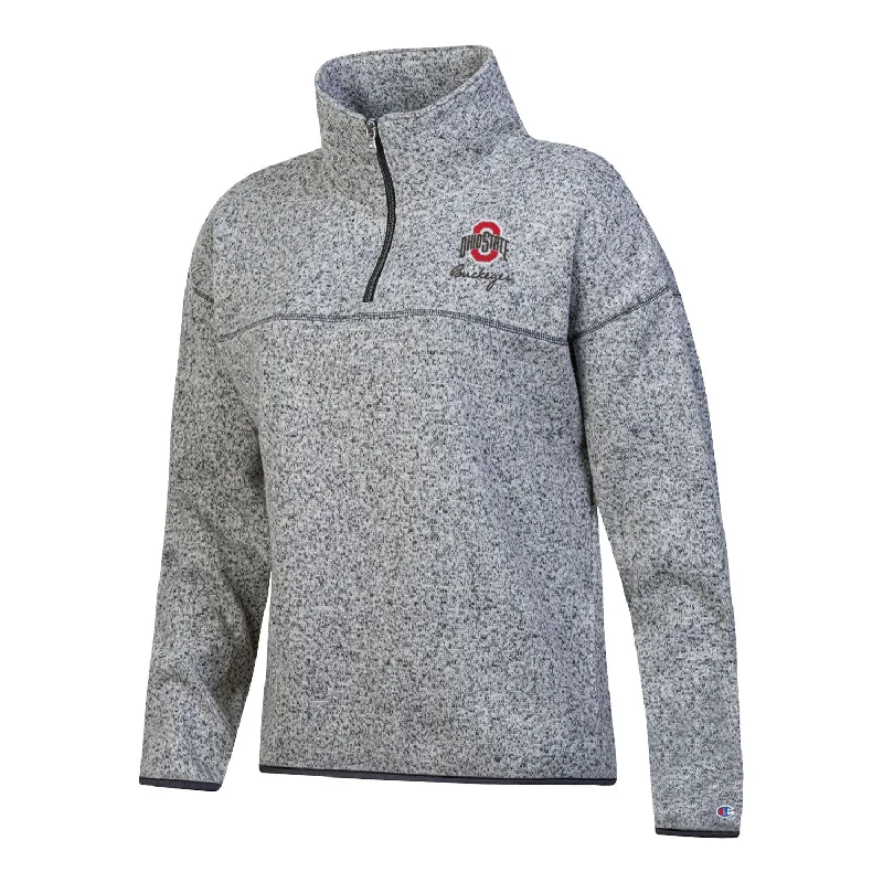 Ladies Ohio State Buckeyes 1/4 Champion Zip Gray Jacket