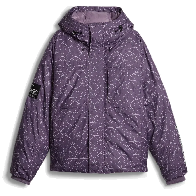 Puma Puma X Pleasures Womens Puffer Jacket Purple Charcoal