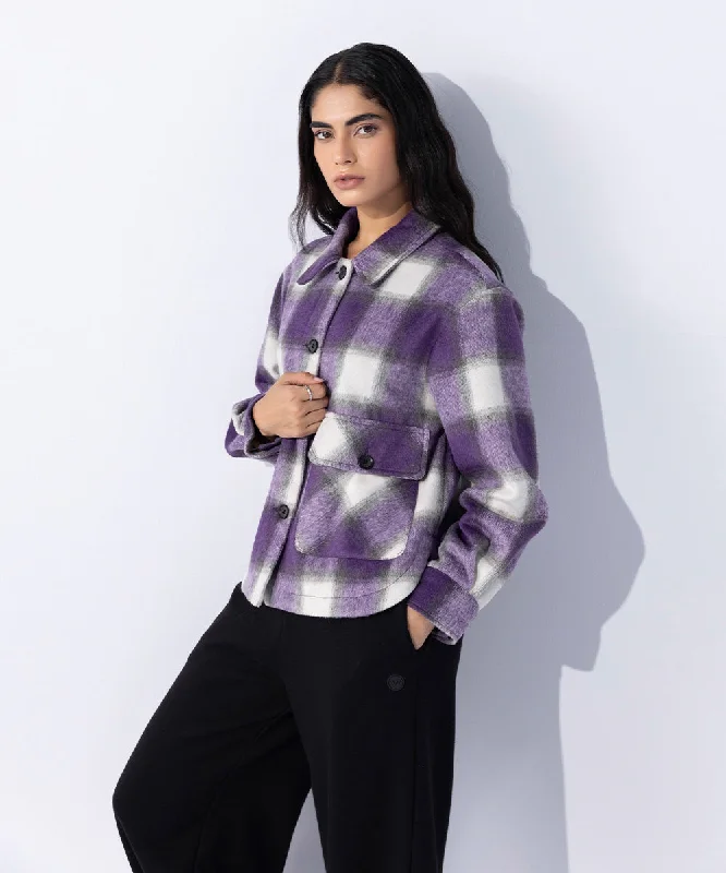 Fuzzy Checkered Overshirt