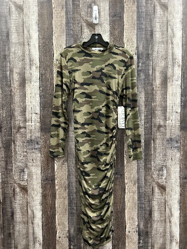 Camouflage Print Dress Casual Maxi Almost Famous, Size L