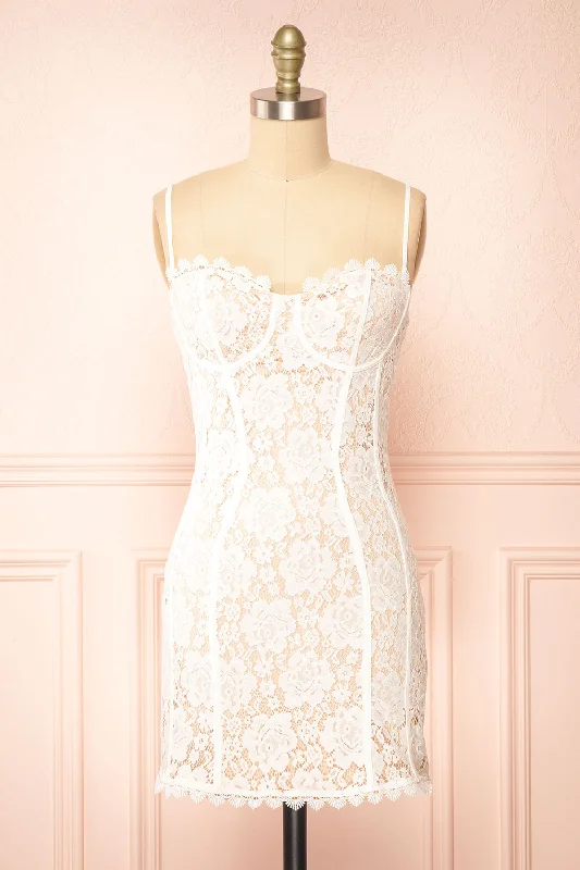 Lyssandra | Fitted White Lace Mini Dress