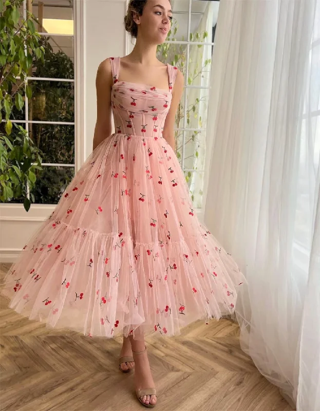 Off-the-shoulder Strapless Homecoming Dress for Teens Pleat Corset Sleeveles Formal Cocktail Party A-line Tea-length Prom Gowns