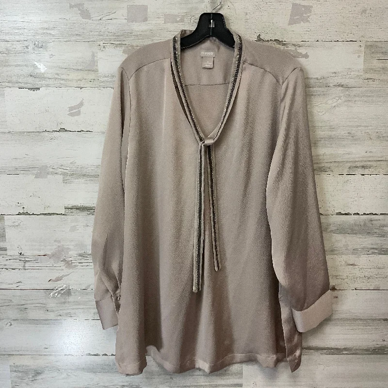 Blouse Long Sleeve By Chicos In Brown, Size: Xl