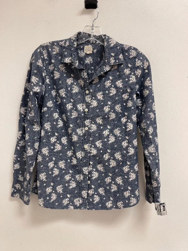 Blouse Long Sleeve By J. Crew In Blue & White, Size: Xs