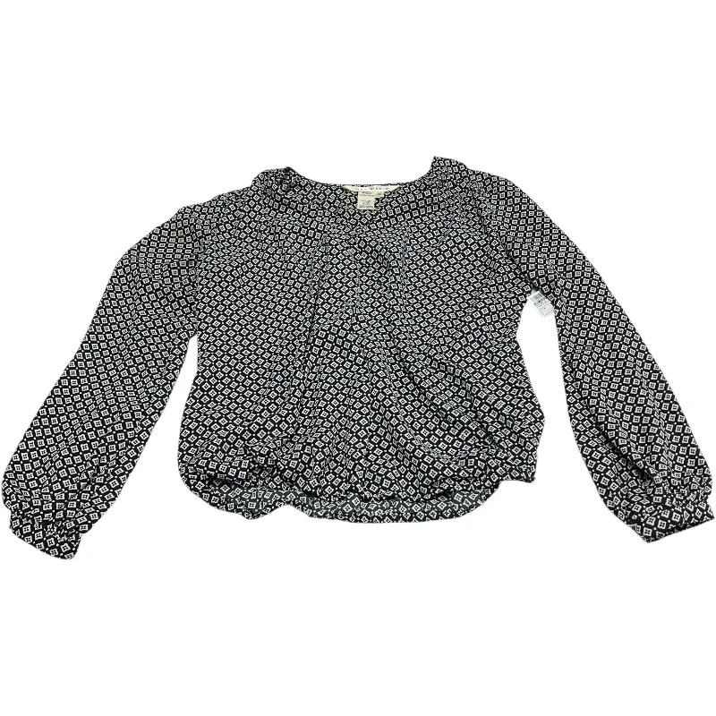 Blouse Long Sleeve By Max Studio In Black & White, Size: M