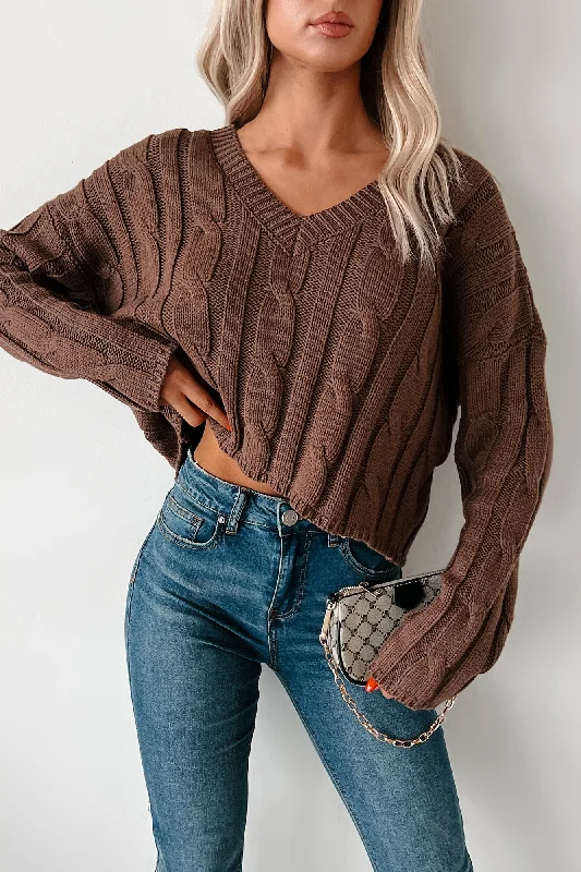 Cambridge Cutie Cable Knit Sweater (Brown)