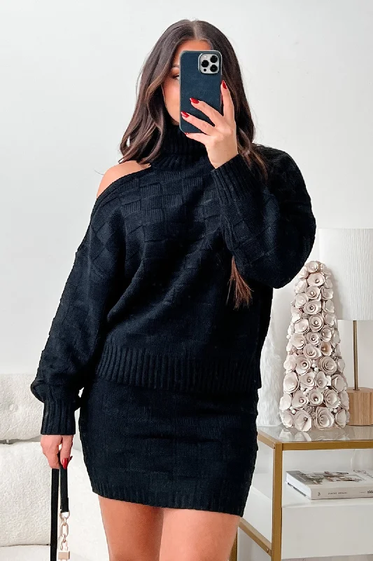 Collection Of Memories Woven Sweater & Skirt Set (Black)