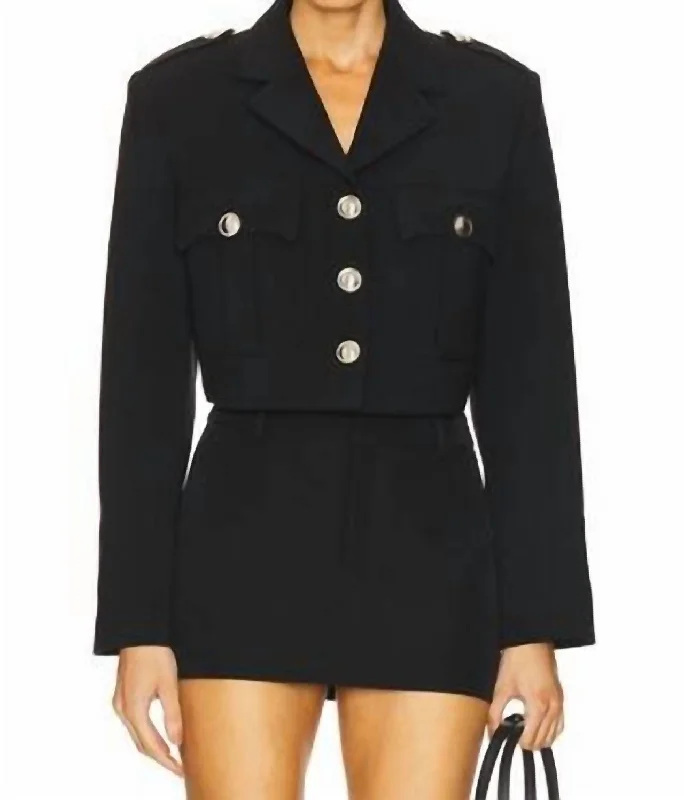 Genith Crop Blazer In Jet Black