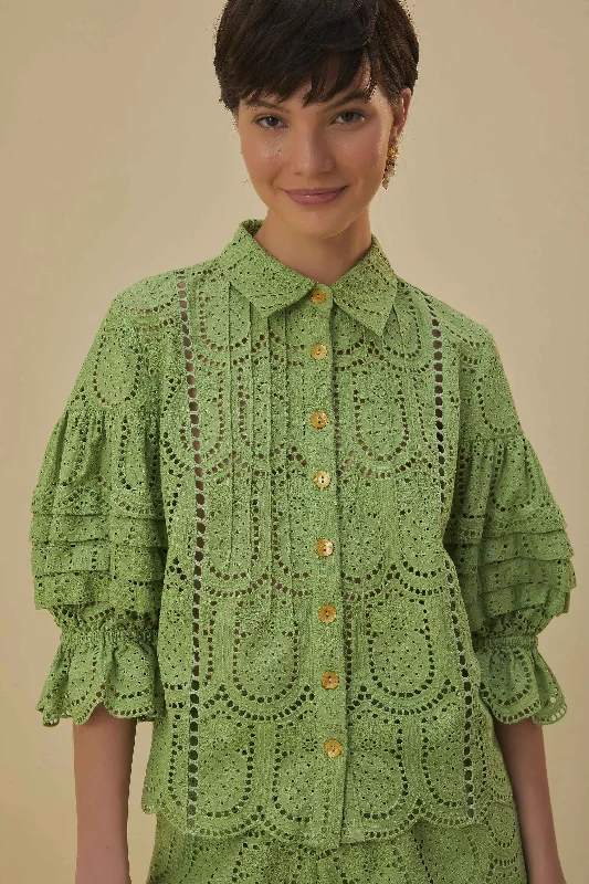 Green Pineapple Eyelet Blouse