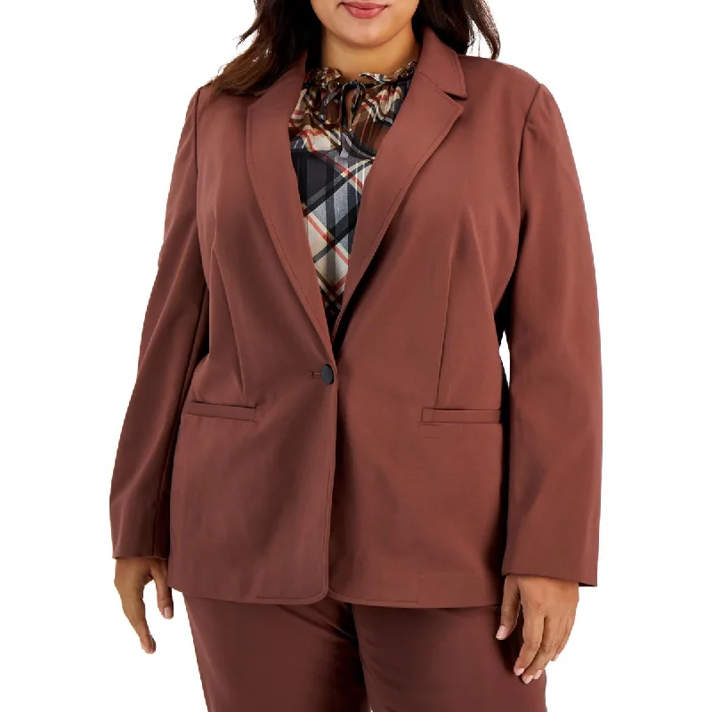 Plus Womens Notch Collar Suit Separate One-Button Blazer