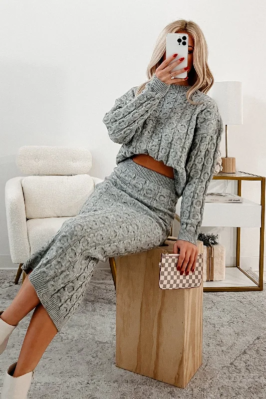 Remembering Fondly Sweater Knit Set (Heather Grey)