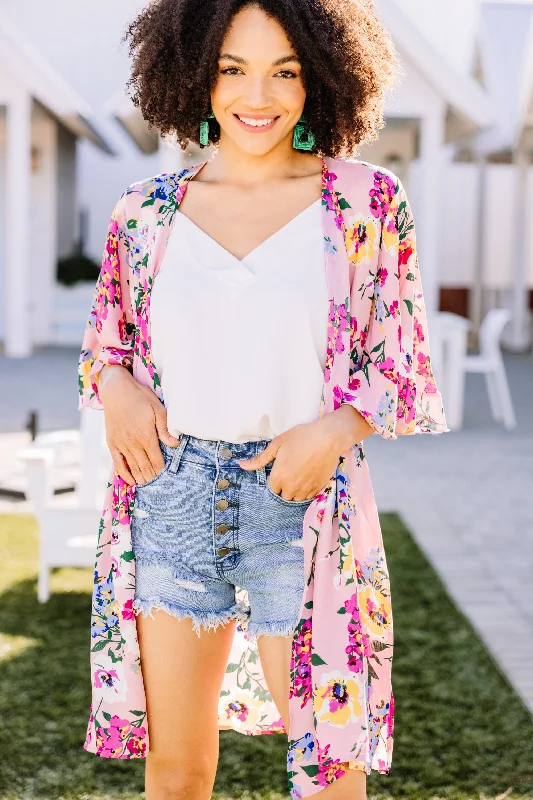 Someone To Love Blush Pink Floral Kimono