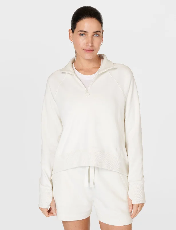 Revive Rib Half Zip Pullover - Lily White