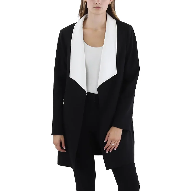 Womens Crepe Colorblock Open-Front Blazer