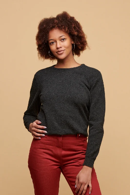 Women's Lambswool Crew Neck - Charcoal