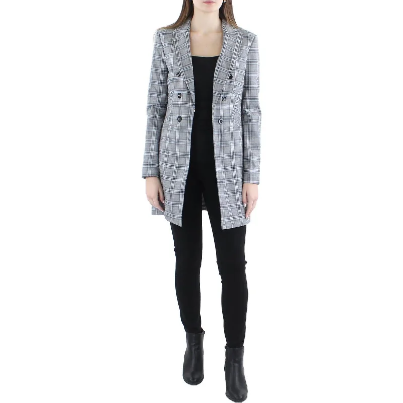 Womens Plaid Suit Separate Double-Breasted Blazer